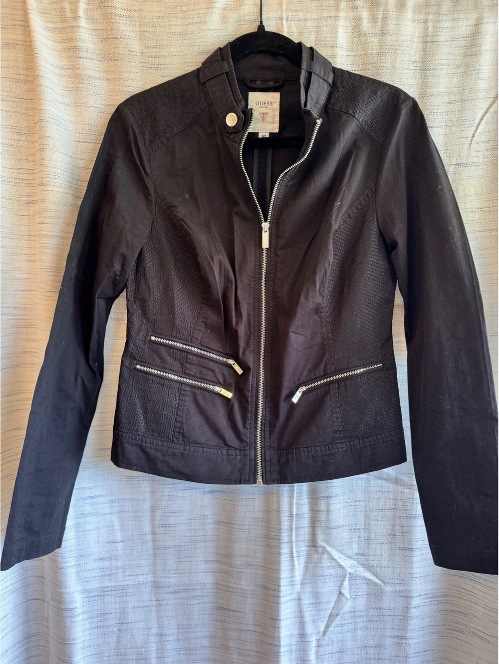 Guess Black Lightweight Jacket with Zipper Pockets
